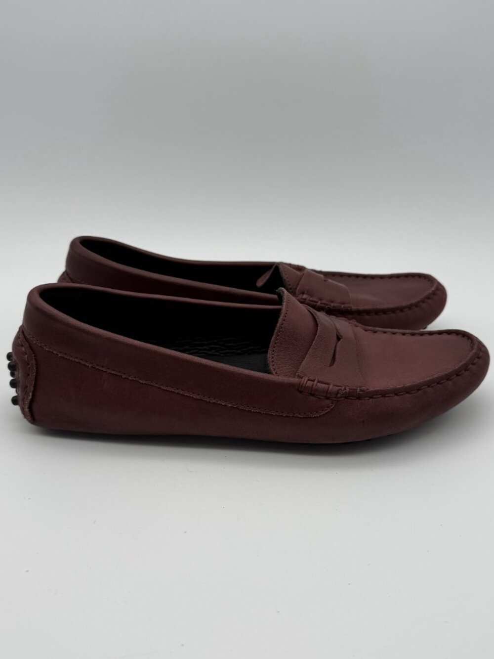 M. Gemi The Pastoso Leather Penny Driving Loafers Burgundy Size 38